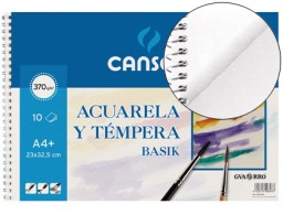 Bloc dibujo Canson Acuarela A3 espiral 32,5x46cm. 10h  370g/m²